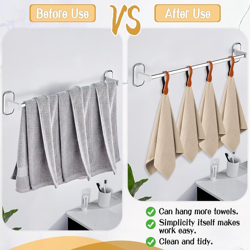 CODOHI 4 PCS Genuine Leather Towel Clips for Kitchen, Magnetic Hand Clips, Towel Holder with Magnet for Rods and Racks, Bathroom Accessory (Light Brown) - Image 4